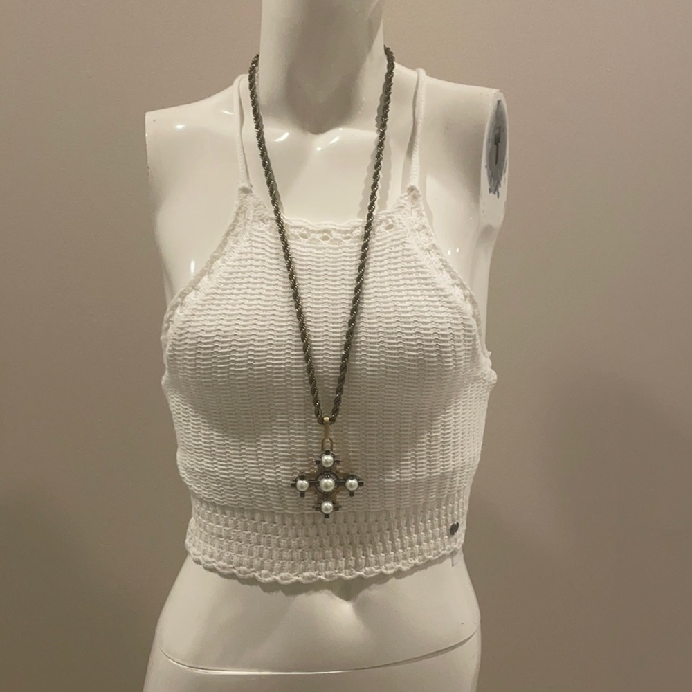 Hollister Summer White Knit Halter Top